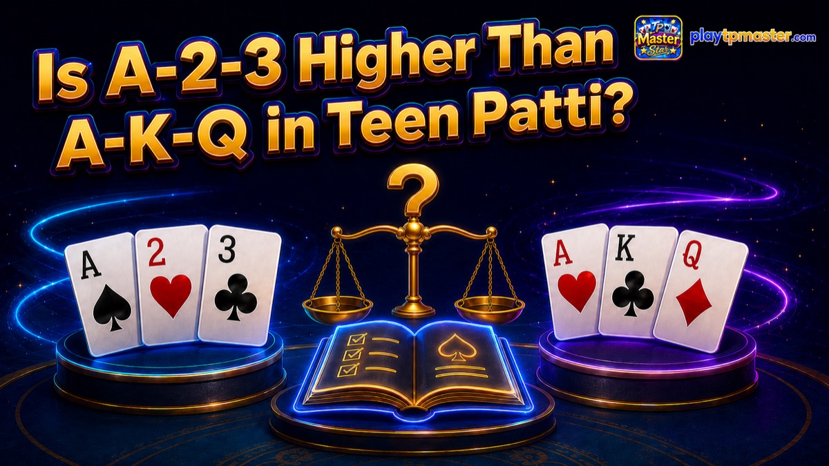 A-2-3 and A-K-Q Teen Patti sequences compared under common table rules