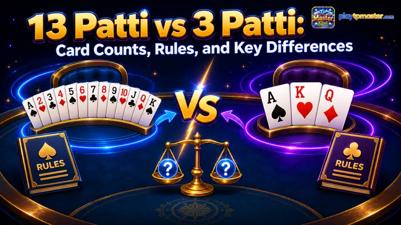 13 Patti बनाम 3 Patti: पत्तों की संख्या, नियम और मुख्य अंतर