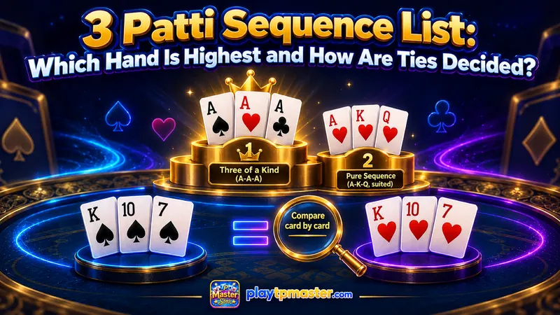 3 Patti Sequence List: Which Hand Is Highest and How Are Ties Decided?